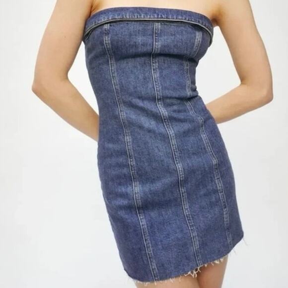Reformation Madilyn Denim Mini Dress 0 - Picture 1 of 7